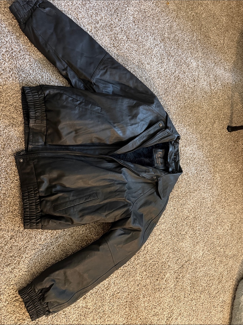 Men's Black Bomber Jacket - f.s.Design the fur studio size Medium